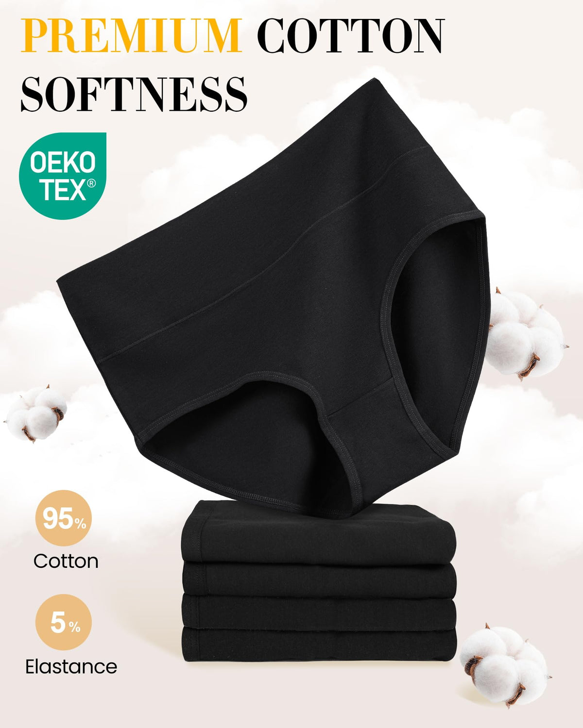 SIMIYA Cotton Underwear Women, High Waisted Knickers for Women Multipack