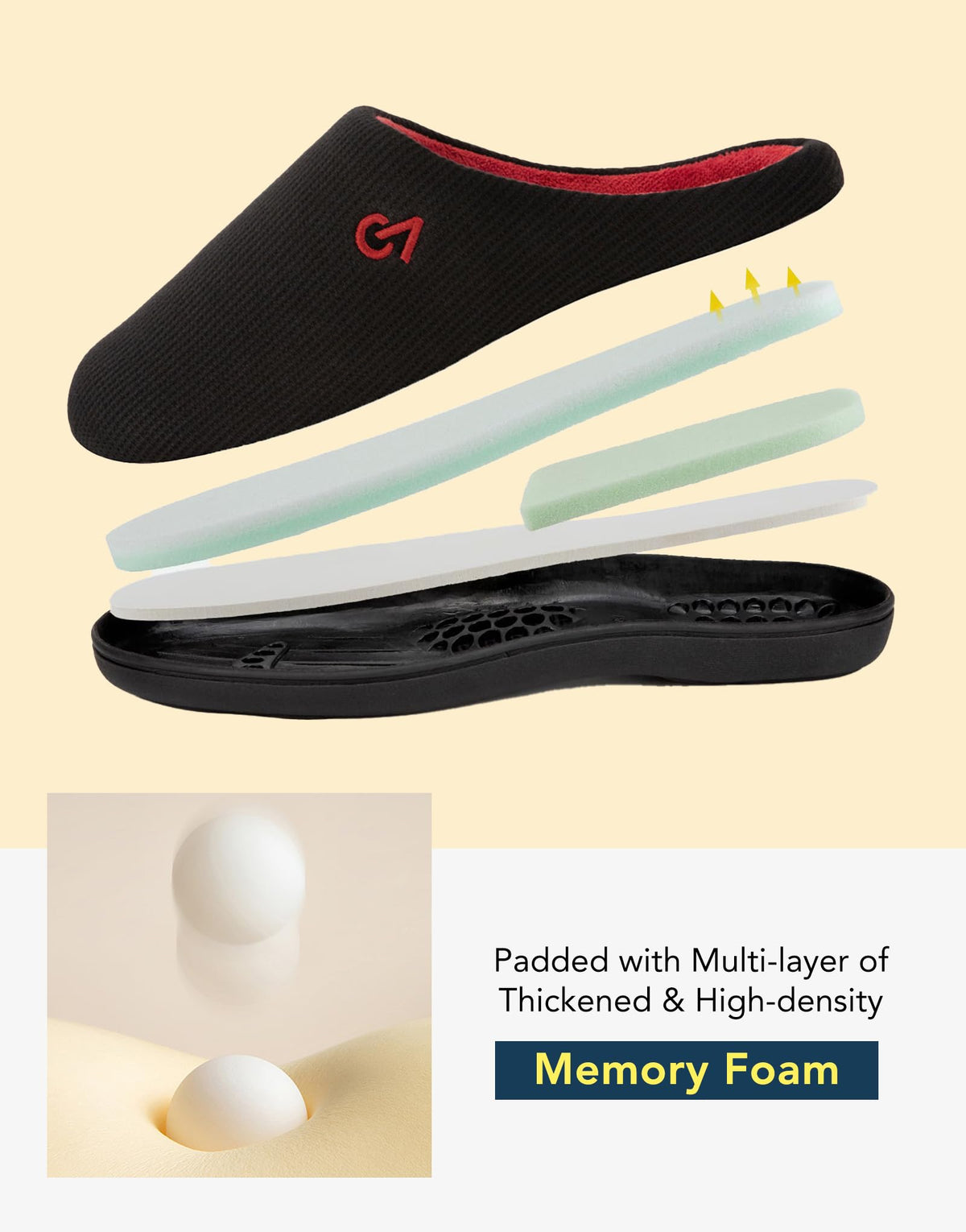 VeraCosy Men's Two-Tone Memory Foam Slippers