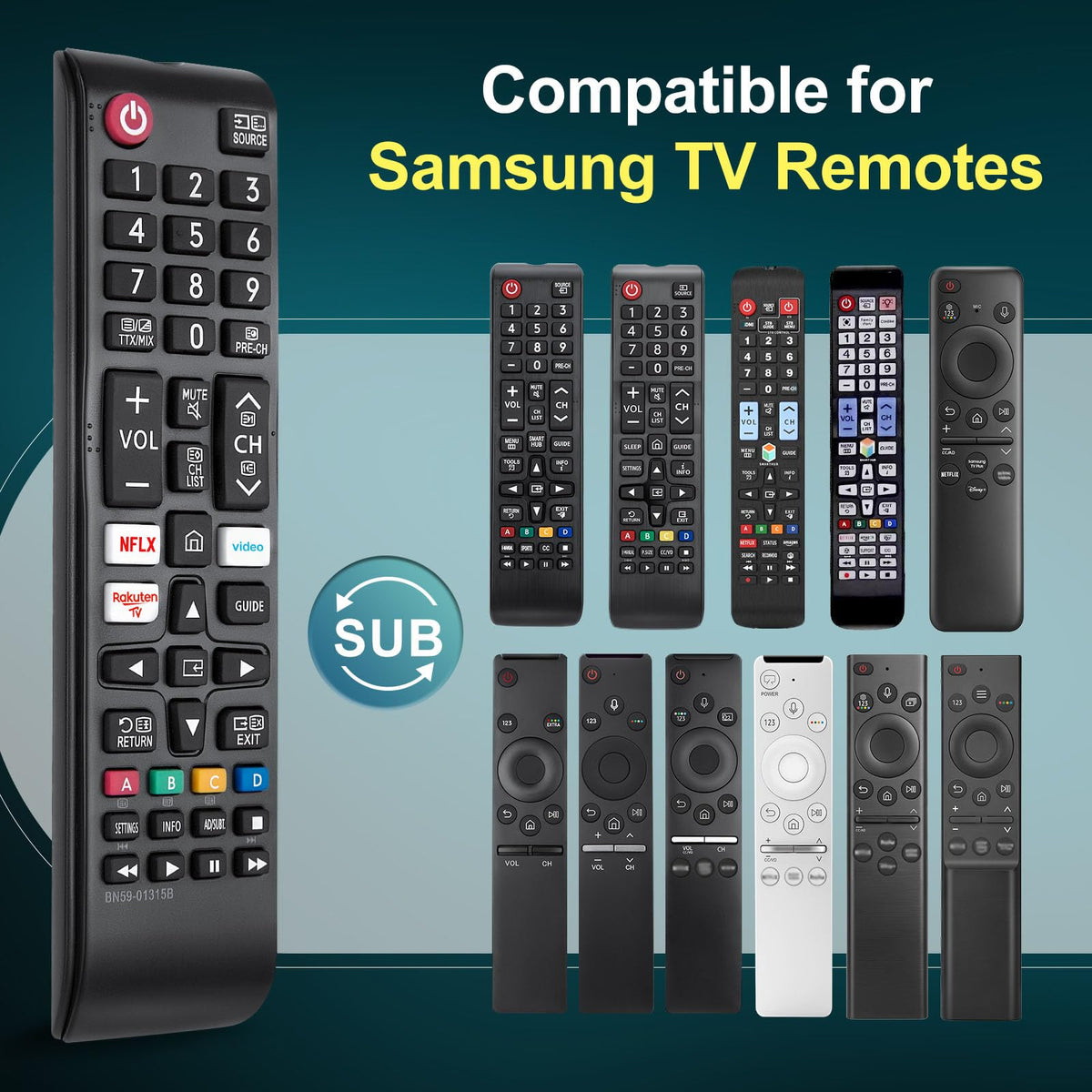 Universal-for-Samsung-Smart-TV-Remote, for Samsung Curved Qled Frame 4K TV