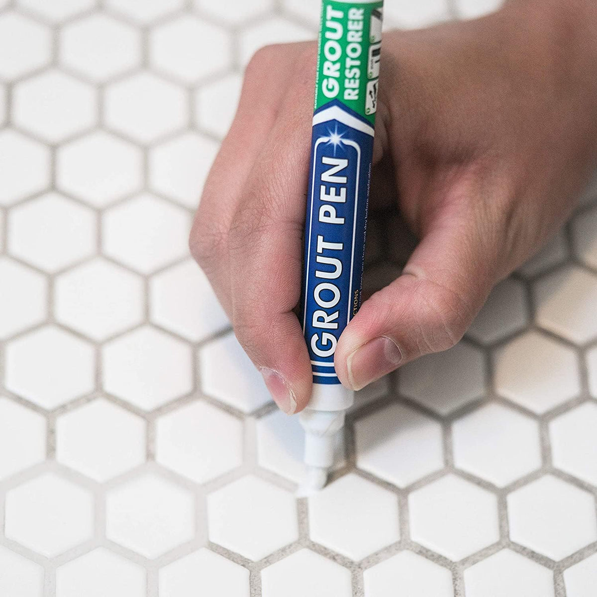 Twin Pack White Grout Pen - Designed for restoring tile grout in bathrooms & kitchens (White)