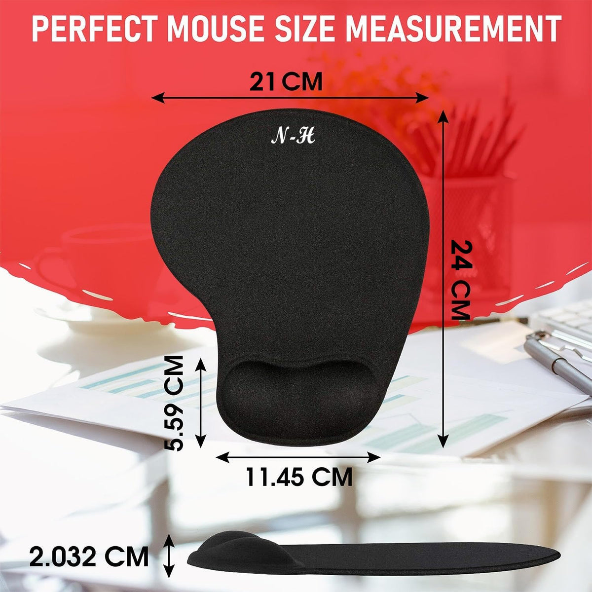 Mouse Mat ANTI-SLIP COMFORT MOUSE PAD MAT WITH GEL FOAM REST WRIST SUPPORT FOR PC LAPTOP (Blue, Regular)