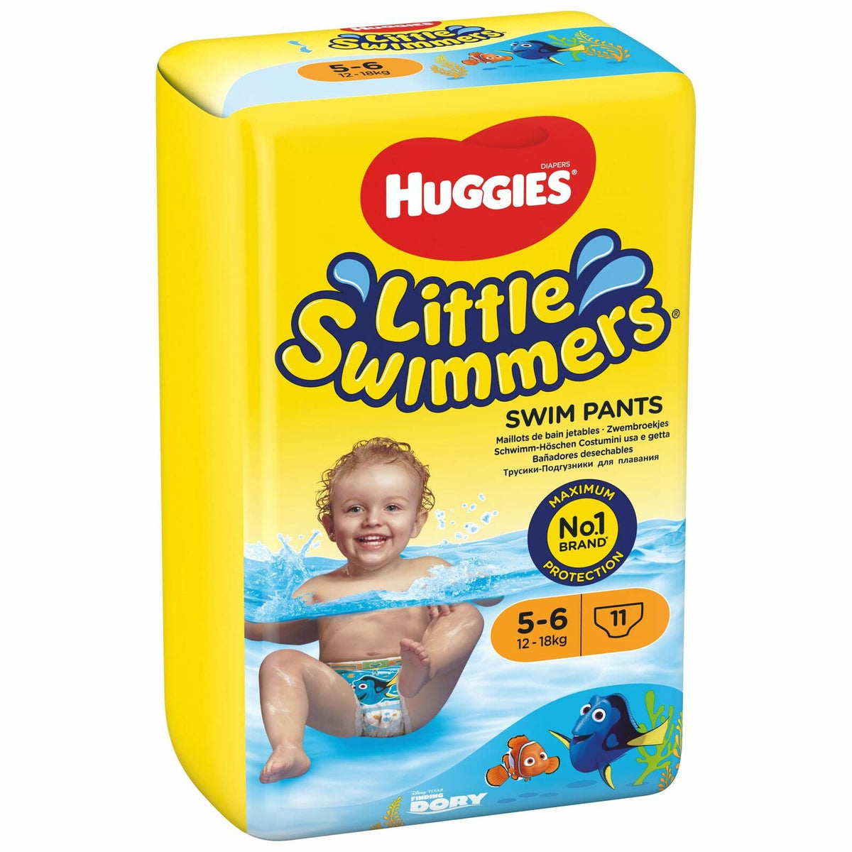 Huggies Little Swimmers, Swim Nappies, Size 5-6 - 33 Pants - Maximum Protection Swimming Nappies with Leak Guards - All-Round Stretchy Waistband