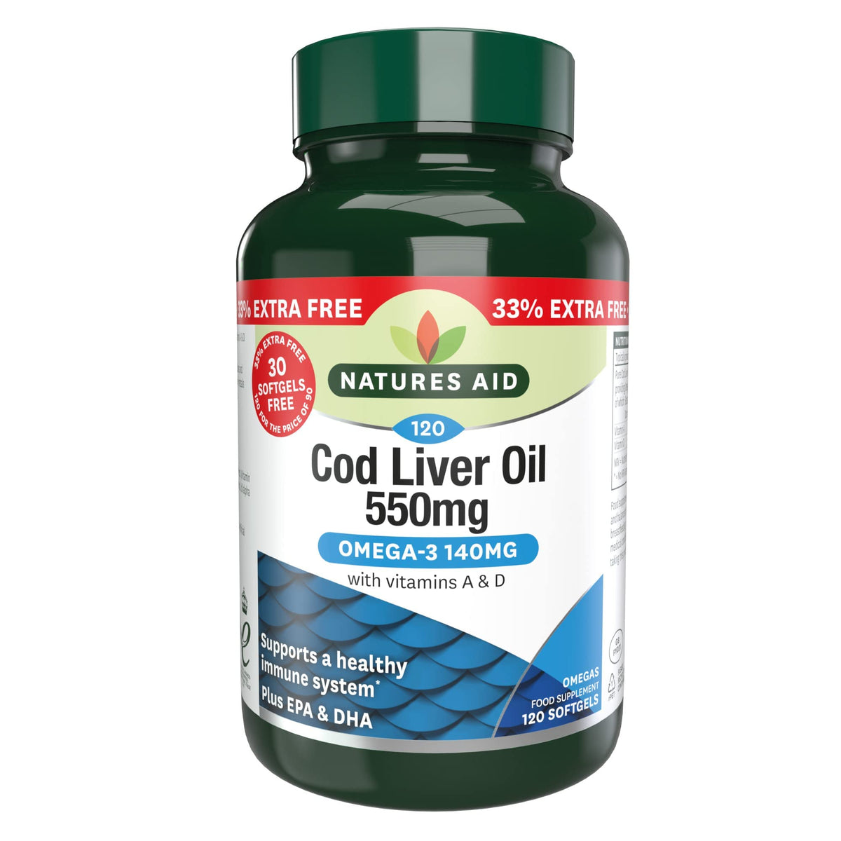 Natures Aid Cod Liver Oil 1000mg – 180 Capsules