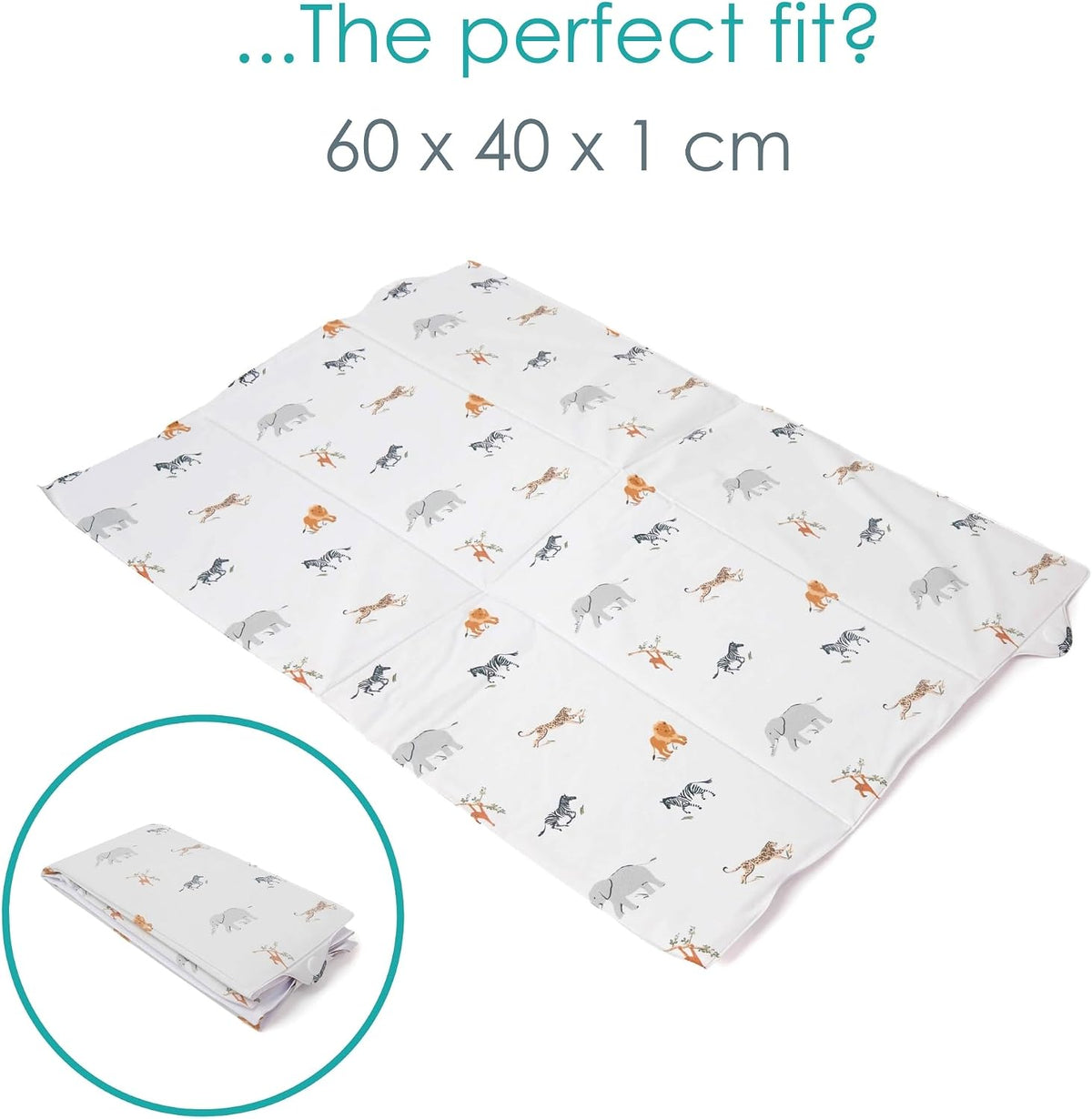 Clair de Lune Jungle Dream Foldable Changing Mat, Easy Clean Soft Water Resistant Travel Pad 60 x 34 cm