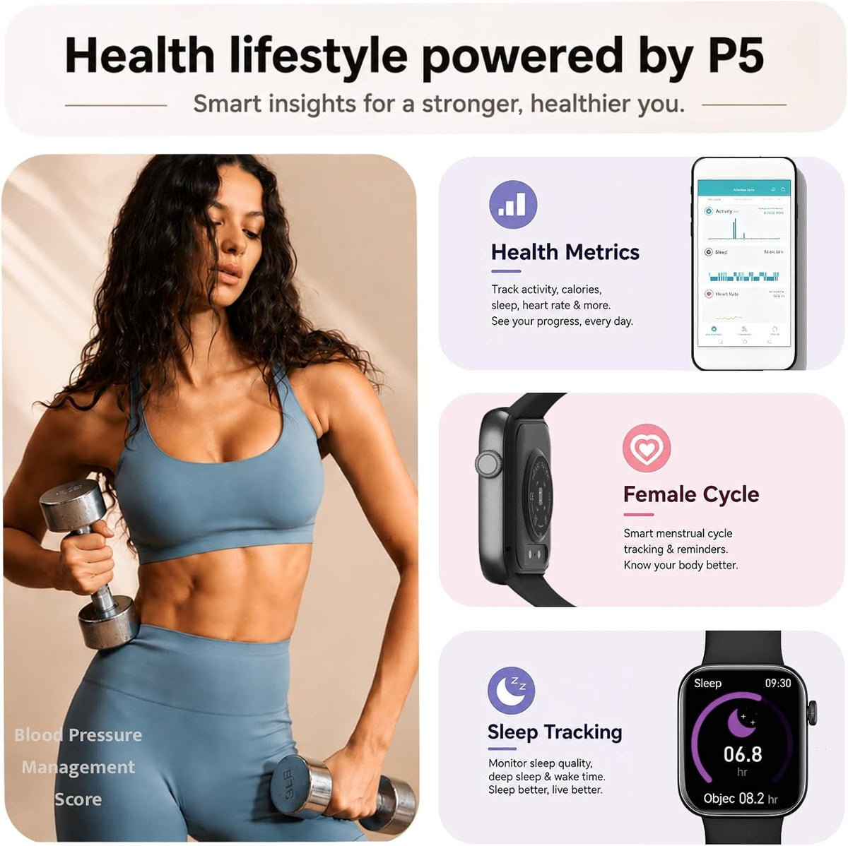 Smart Watch for Men Women Answer/Make Call, 1.85" Smartwatch, Fitness Watch with Heart Rate Blood Pressure Sleep Monitor,IP68 Waterproof Step Counter Watch Compatible Android IOS Black