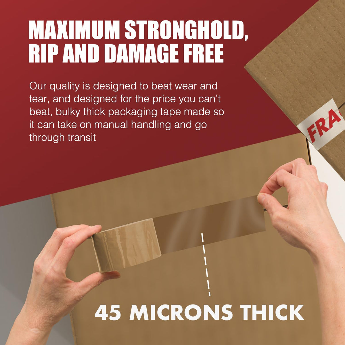 Merrimen Strong Heavy Duty Mixed Roll Pack Packaging Tape, Secure Sticky Sealing Tape for Parcel Boxes, Moving Boxes, Large Postal Bags for Long Term Storage, (48MM x 66M) (3 rolls, Mixed)