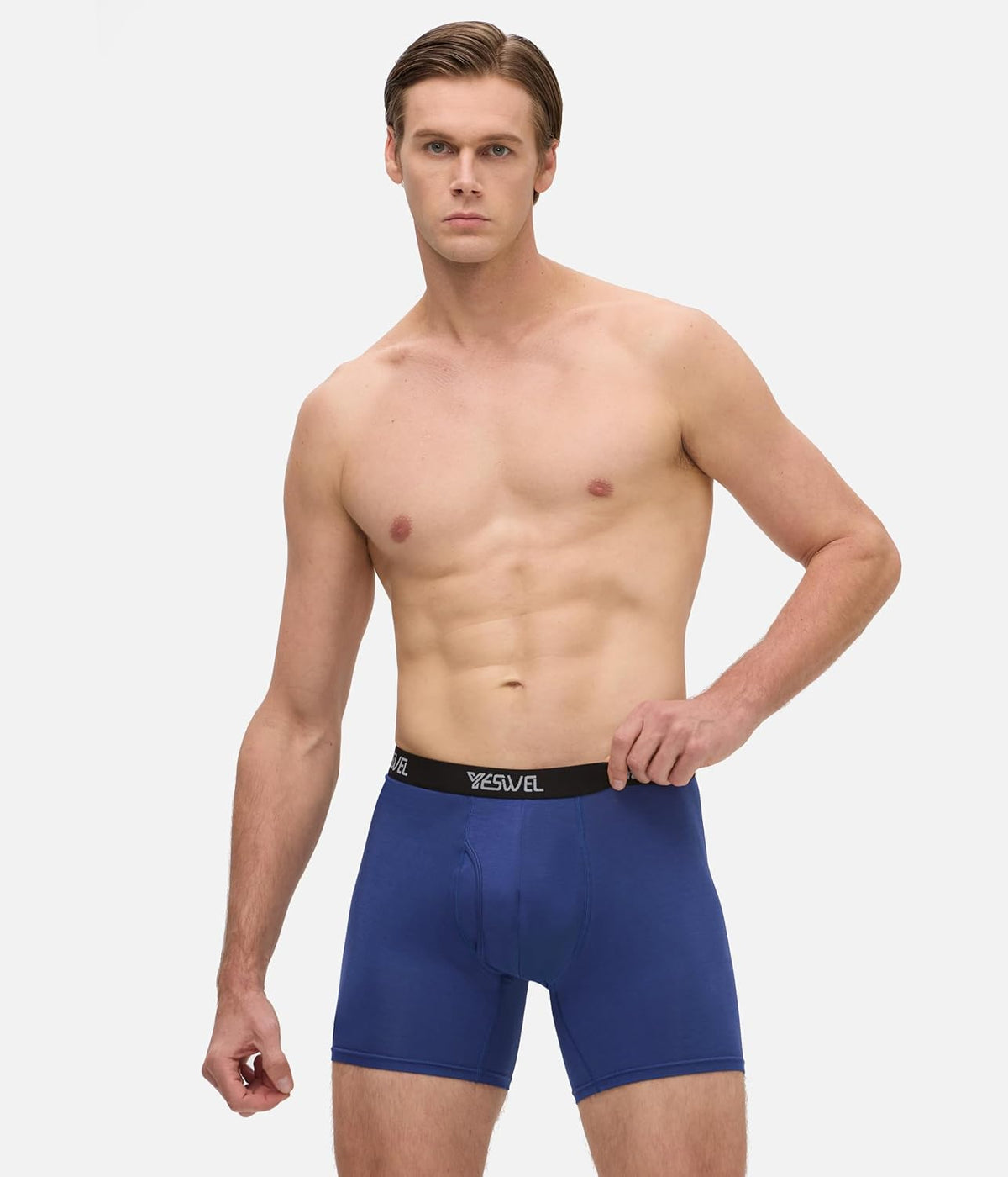 YESWEL Mens Bamboo Boxers, Longer Leg Boxer Shorts with Fly, Anti Chafing Underwear Trunks, No Itchy Labels Underpants (S-4XL)