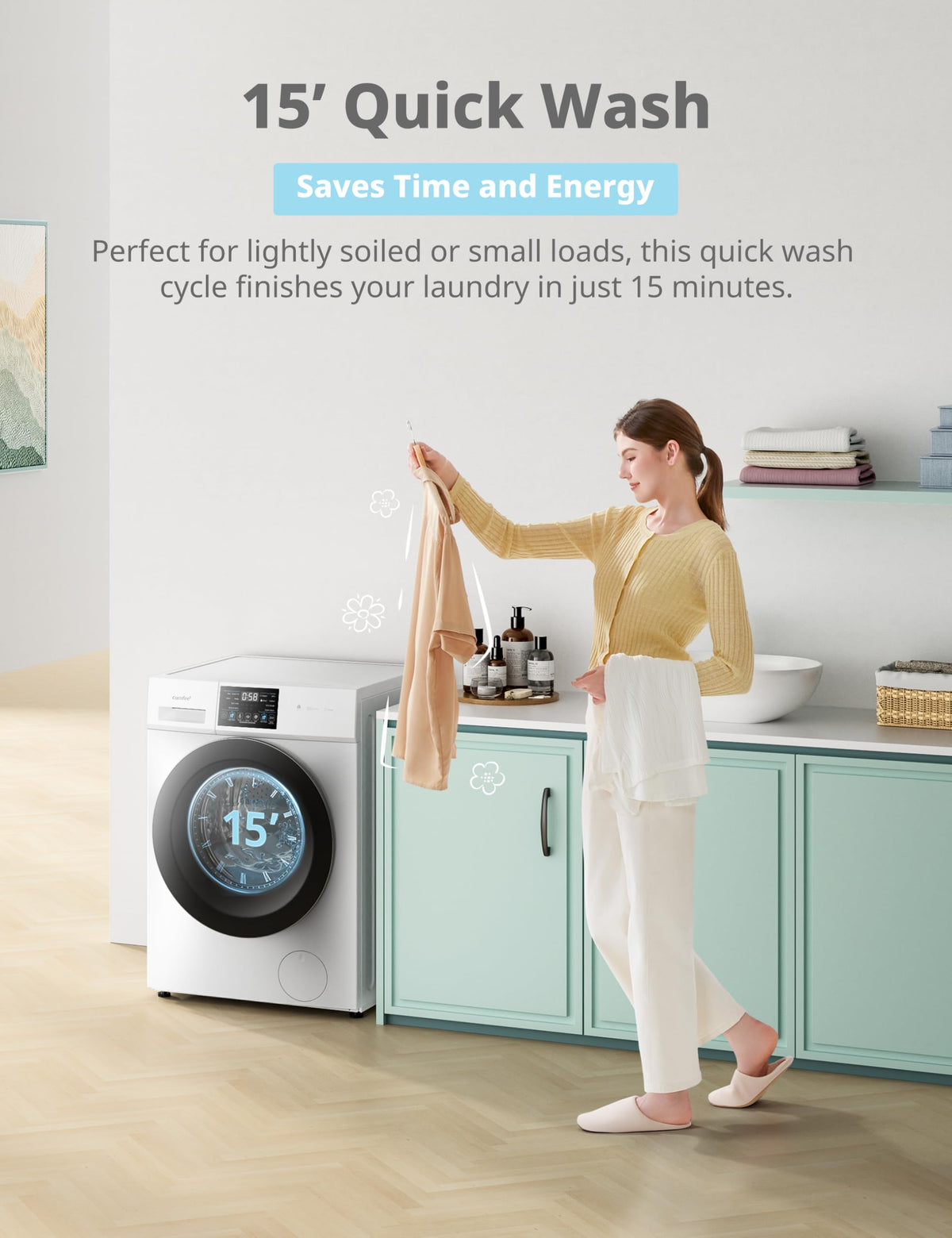 COMFEE' 10kg/7kg Washer Dryer Machine 2 in 1 Energy Class A BLDC Motor