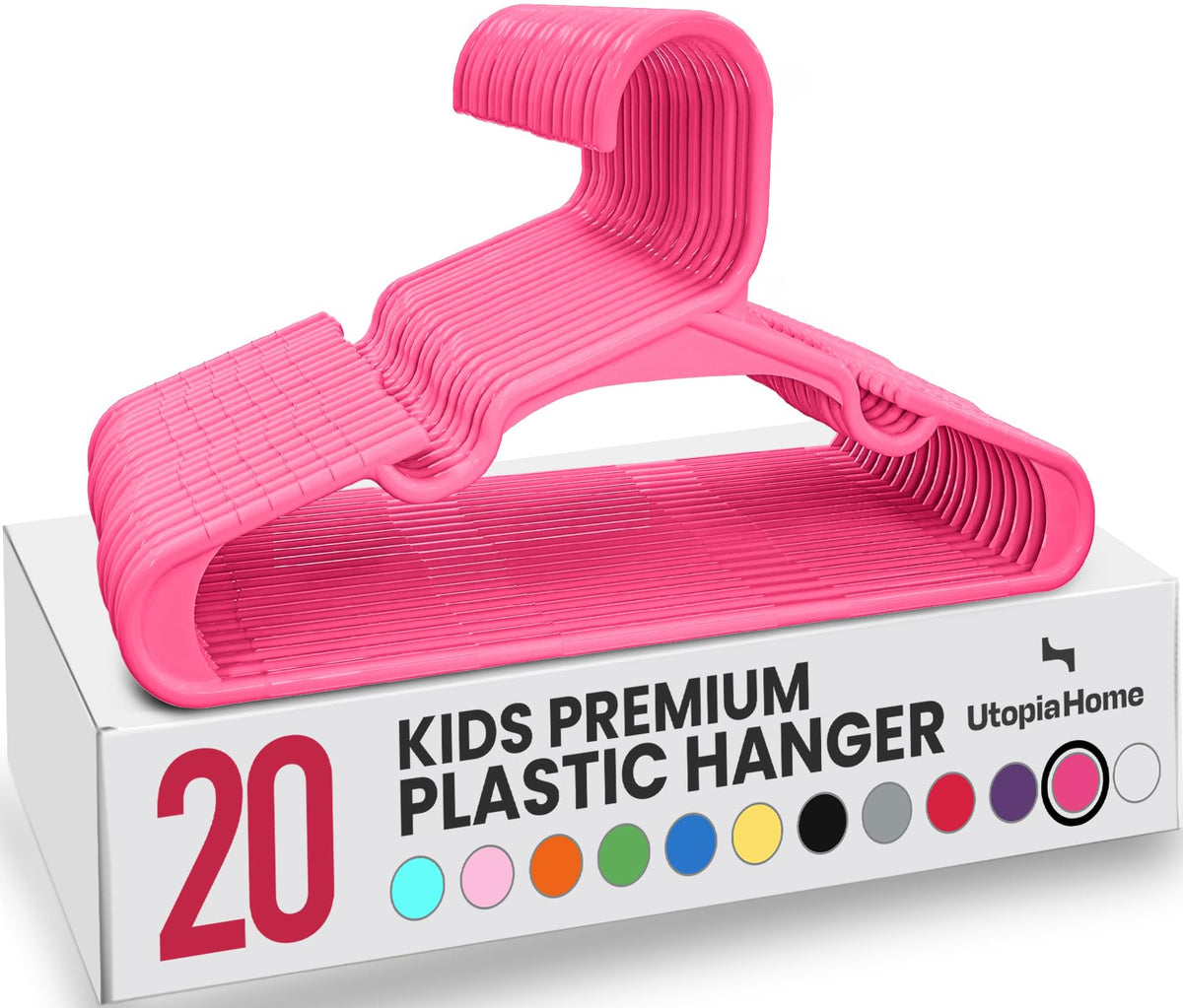 Utopia Home 20pcs Kids Hangers - 28cm Plastic Baby Hangers for Closet - Kids Hanger for Clothes and Baby Hanger for Closet - for Daily Standard Use (Grey)