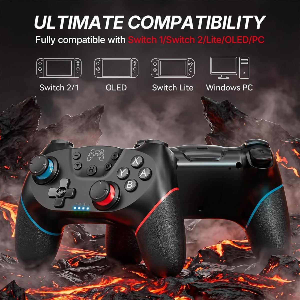 Diswoe Upgraded Wireless Pro Controller for Switch 1/Switch 2/Lite/OLED/PC
