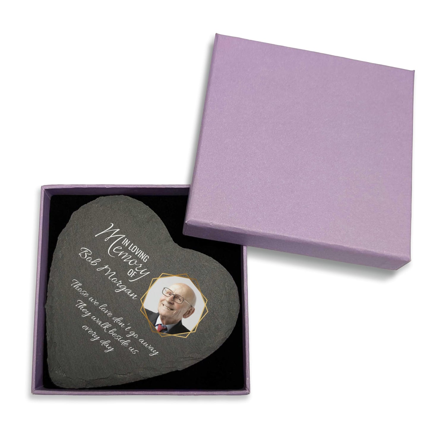 You Personalise Personalised UV Printed Photo Memorial Slate- Custom Message & Photo- Heart Slate, Optional Display Stand- Outdoor & Indoor Use- 100 x 100 mm