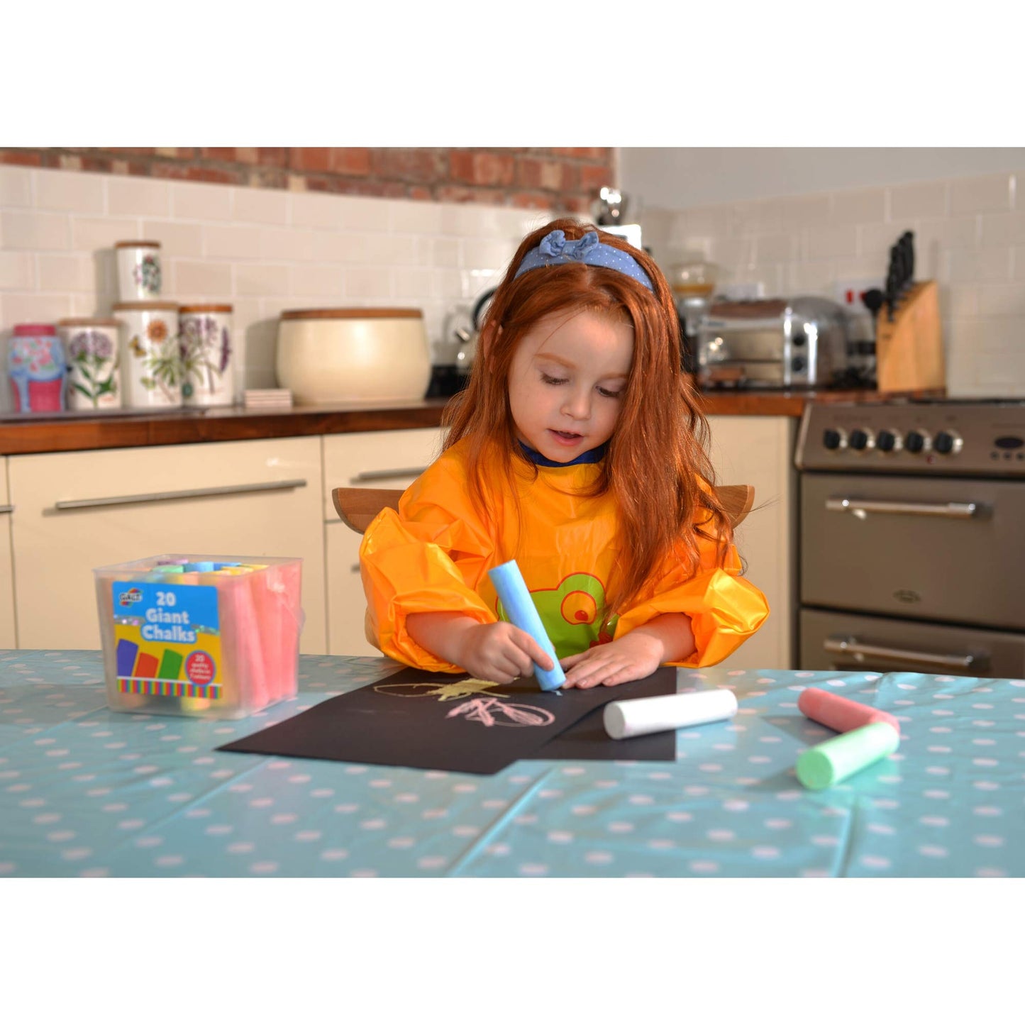 Galt 20 Giant Chalks - Extra Large Childrens Chunky Pavement Chalks - Bright Vibrant Colours - Washable, Easy Clean Outdoor Kids Garden Toys - Portable Carry Case with Handle - Ages 3 Years Plus