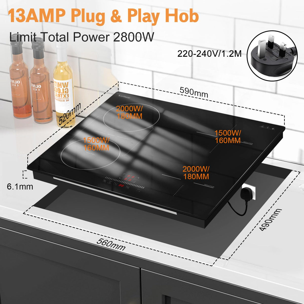 Karinear Built-in Induction Hob 4 Zones 60cm