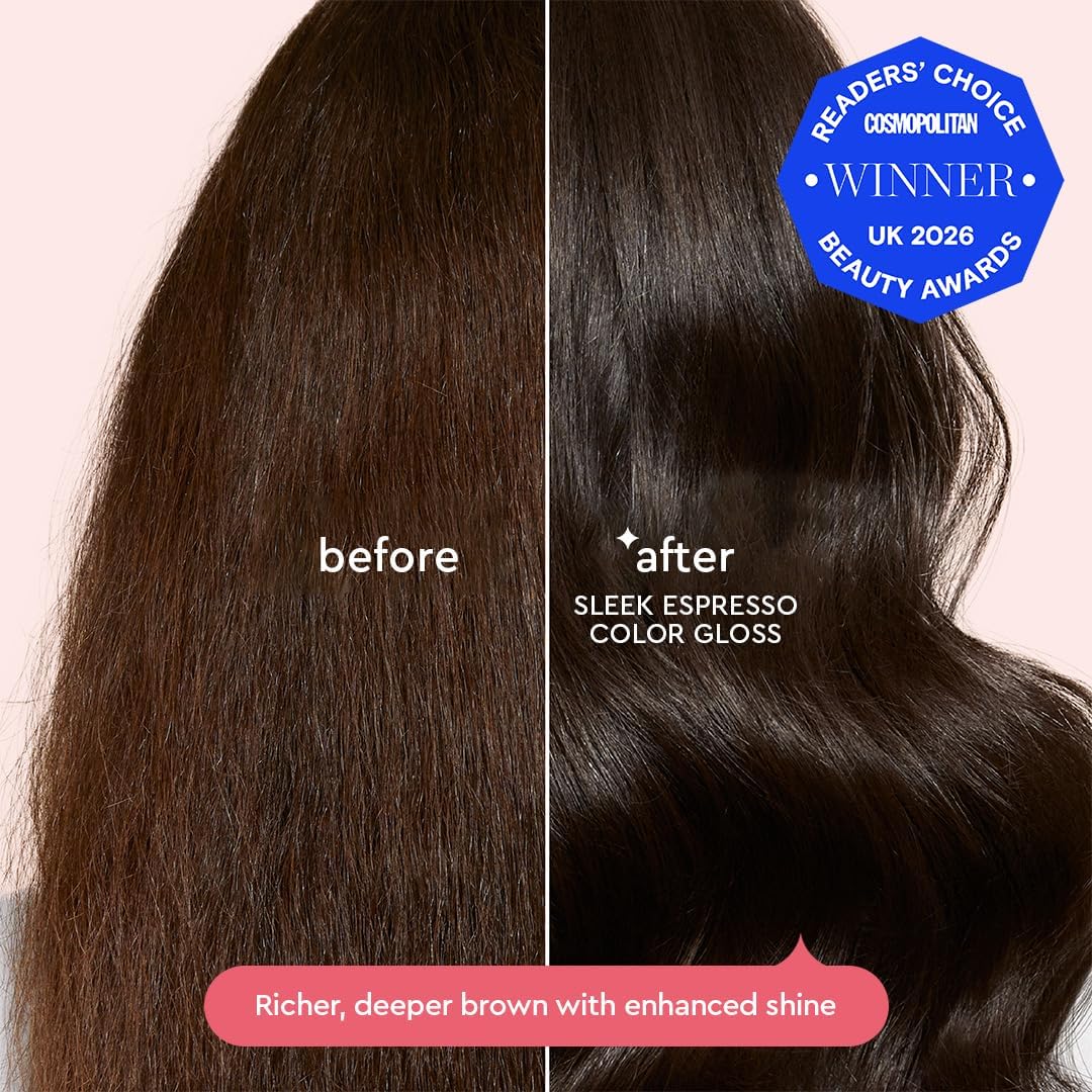 Glaze Supergloss Color Conditioning Gloss – Hydrating Semi-Permanent Colour Hair Gloss & Shine Boost – For Natural, Unbleached Dark Brown Hair – 190ml - Sleek Espresso