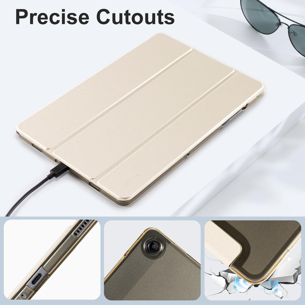 CoBak Case for Samsung Galaxy Tab A11+ Plus 11 Inch 2025/A9+ Plus 2023 - PU Leather Smart Cover with Auto Sleep/Wake for Tab A11+, Translucent Hard Shell, Multi-Viewing Angles, Green Pattern
