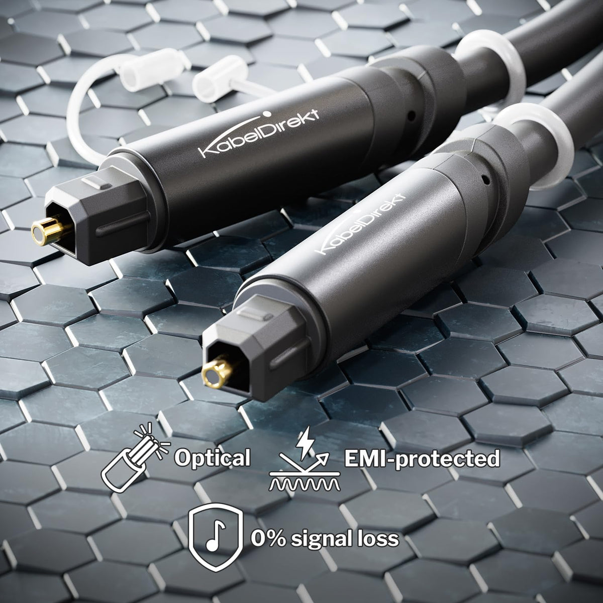 KabelDirekt – Optical Audio TOSLINK Cable – 1m – Soundbar