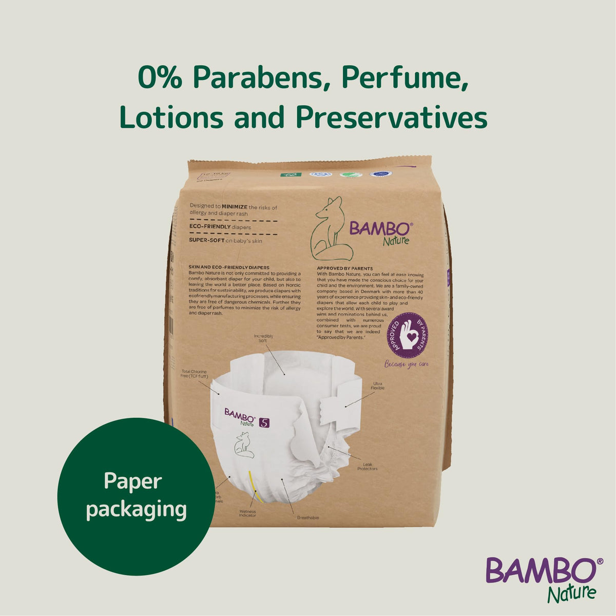 Bambo Nature Premium Eco Nappies, Premature Size 0 (2-7lb/1-3kg), XXS, Pack of 24, Eco-Labelled Nappies, Enhanced Leakage Protection, Secure and Comfortable Baby Nappy