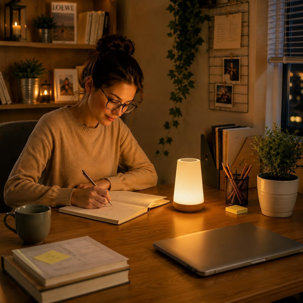 Ledivion Night Light, LED Touch Bedside Table Lamp, RGB Colours Changing, 5 Brightness Level, Timing Function, Dimmable Rechargable Remote Control Light for Bedroom, Living Room