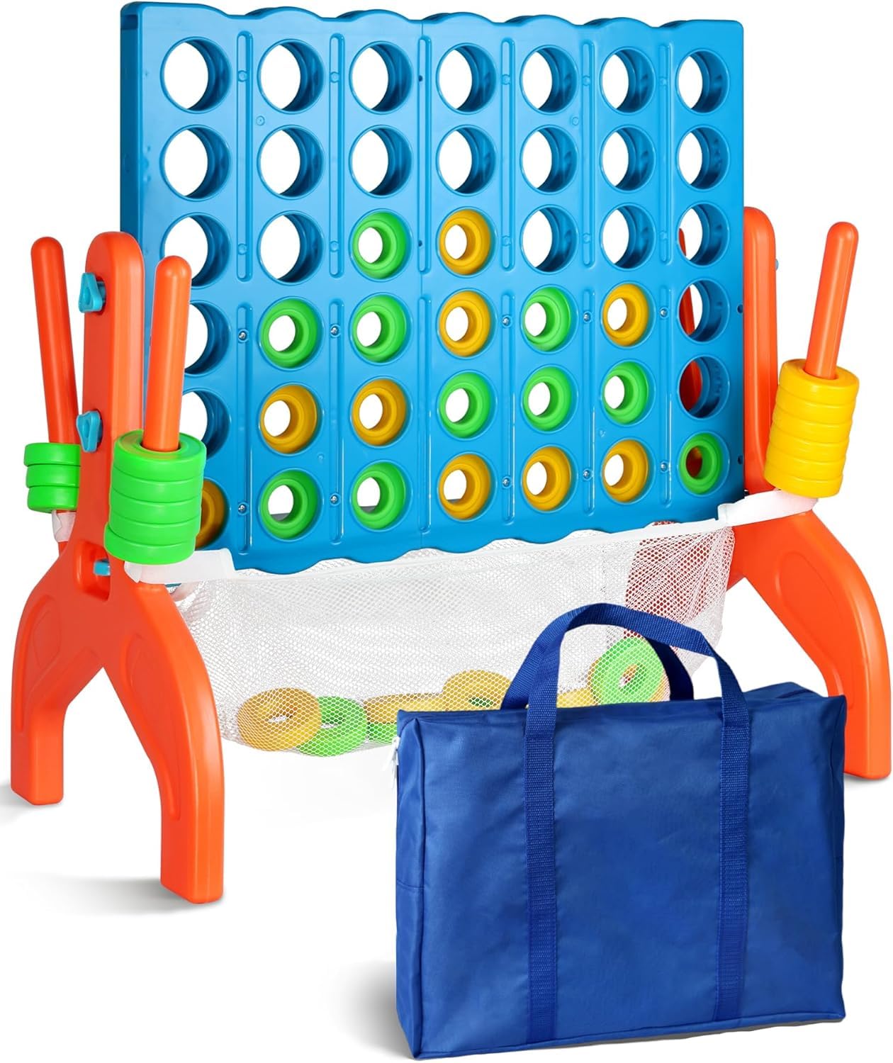 Large Four in a Row Strategy Game – Premium Quality Four in a Row Game for Kids Aged 3 and Up, Perfect for Indoor and Outdoor 4 in a Row Fun, Family Gatherings, and Parties