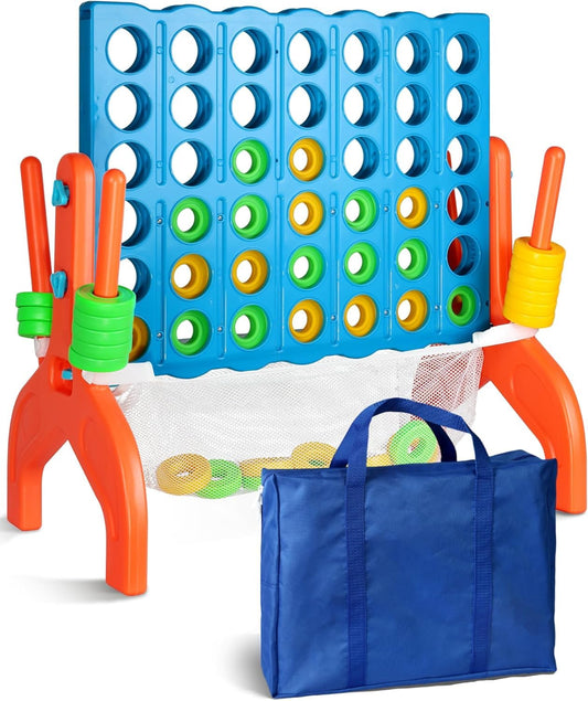 Large Four in a Row Strategy Game – Premium Quality Four in a Row Game for Kids Aged 3 and Up, Perfect for Indoor and Outdoor 4 in a Row Fun, Family Gatherings, and Parties
