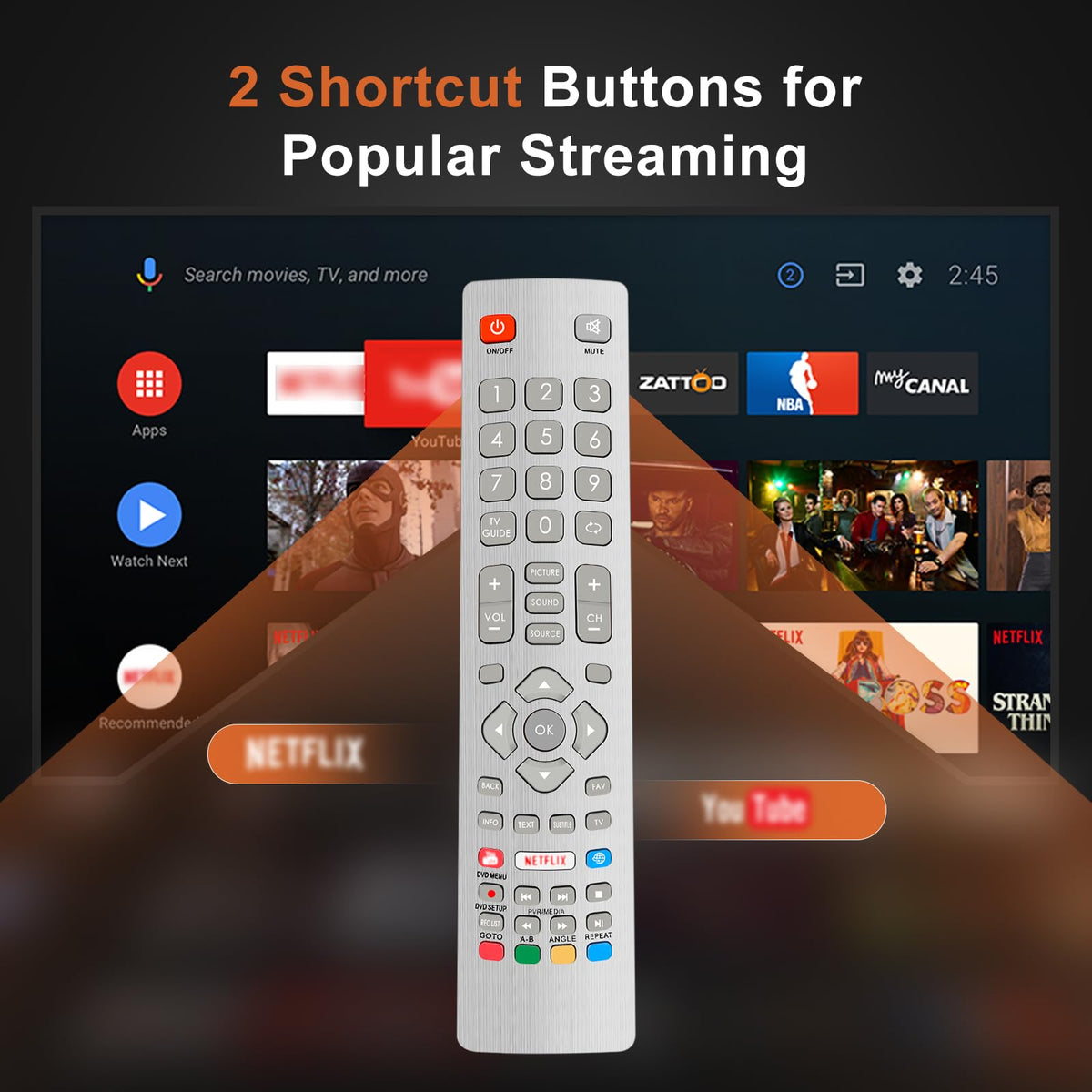 Hisense TV Remote Control, Universal Remote Control Replacement for Hisense VIDAA 4K UHD Smart TV with 12 Shortcut Buttons, No Setup Required