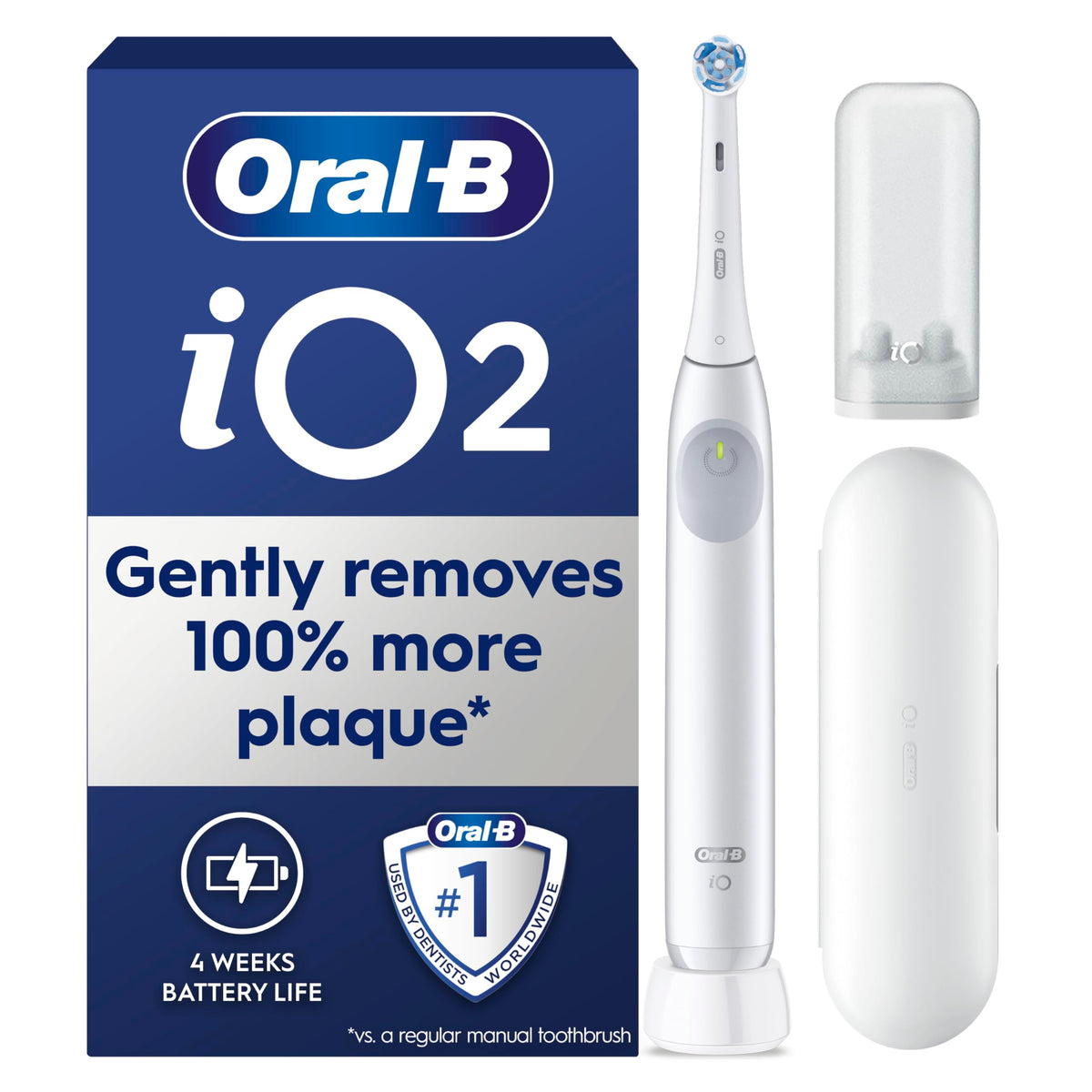 Oral-B iO2 Electric Toothbrush for Adults, Night Black, with Travel Case