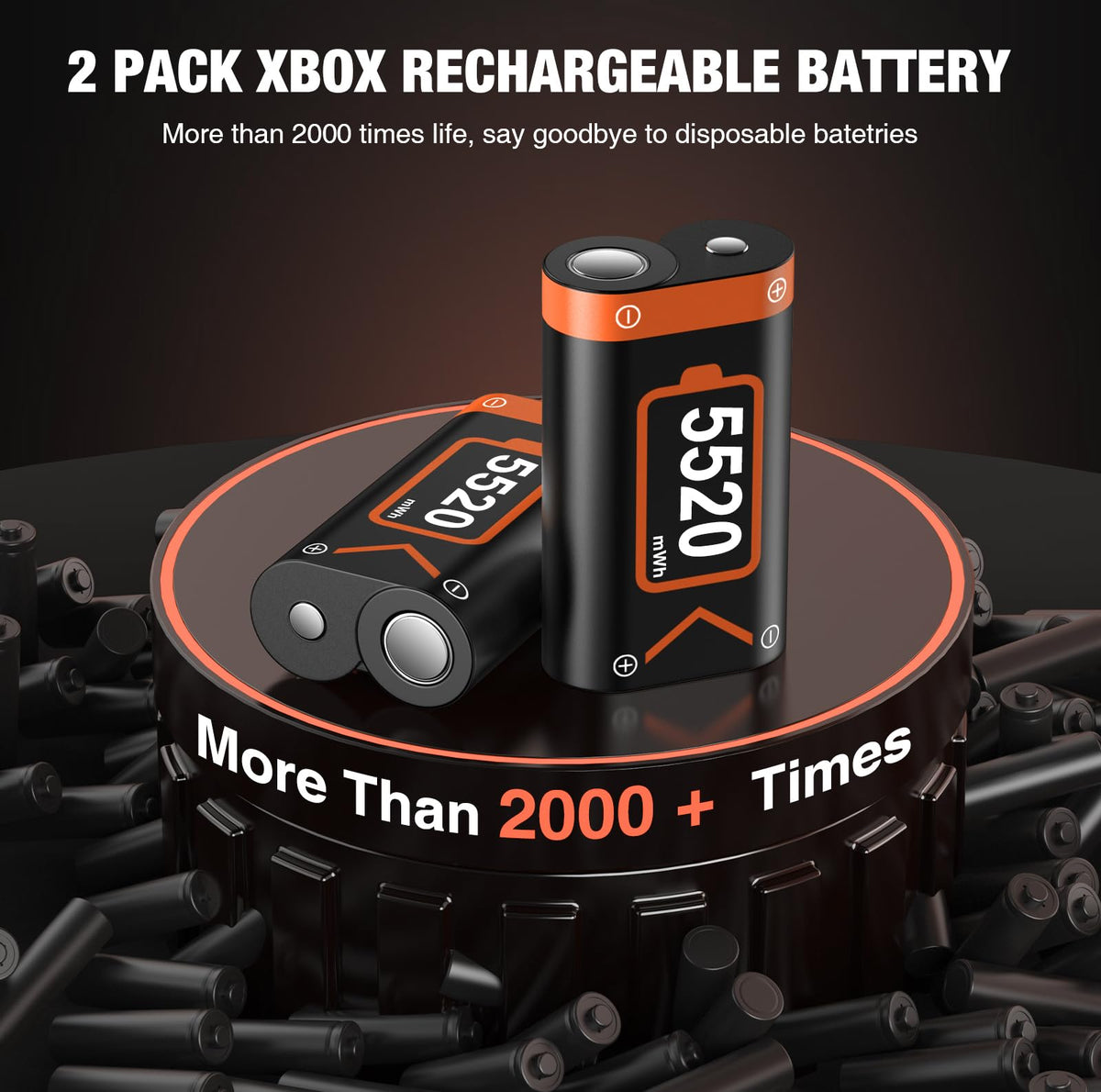 Rechargeable Battery Pack for Xbox One/Series Controller, 4x6200mWh Battery Pack with Charger/Cooling RGB/25H Playtime, Compatible with Xbox One/S/X/Elite 1, Series S/X Controller