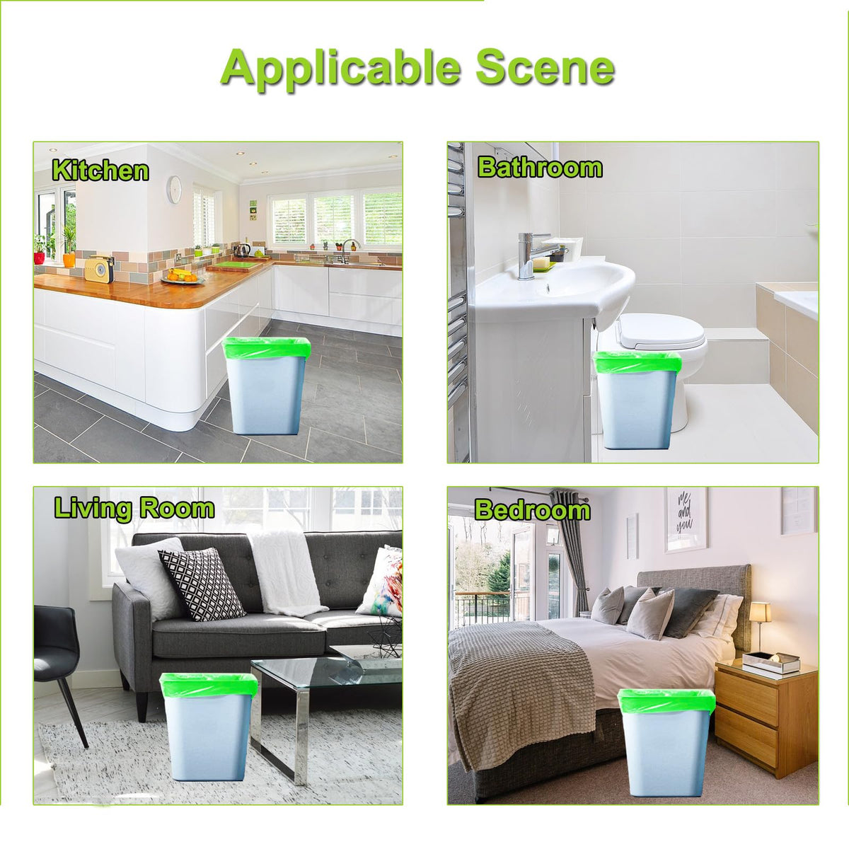 KITBEST 10L Biodegradable Bin Liners 120 Count Food Waste Trash Bags Small