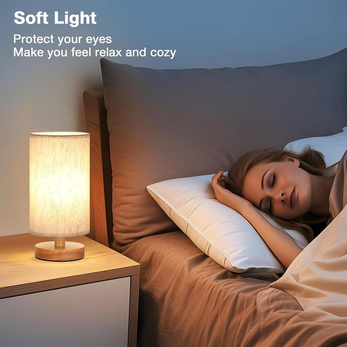Aooshine Bedside Lamps, 3000K Warm Table Lamp for Bedroom Living Room