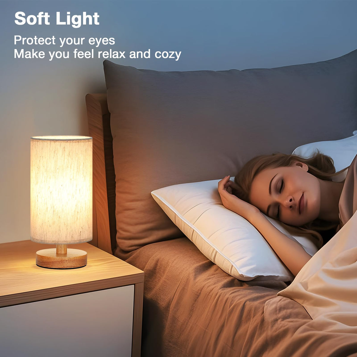 Aooshine Bedside Lamps, 3000K Warm Table Lamp for Bedroom Living Room
