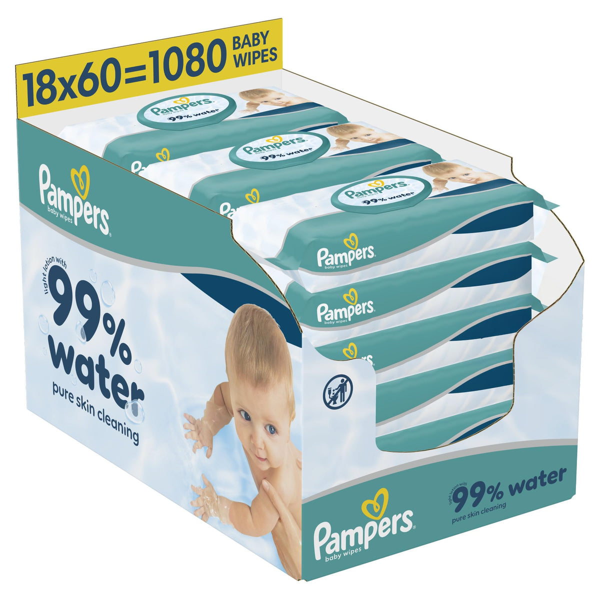 Pampers 99% Water Baby Wipes, 720 Count