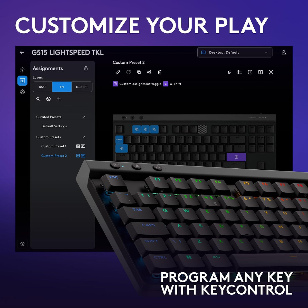 Logitech G G515 LIGHTSPEED TKL Low Profile Wireless Gaming Keyboard