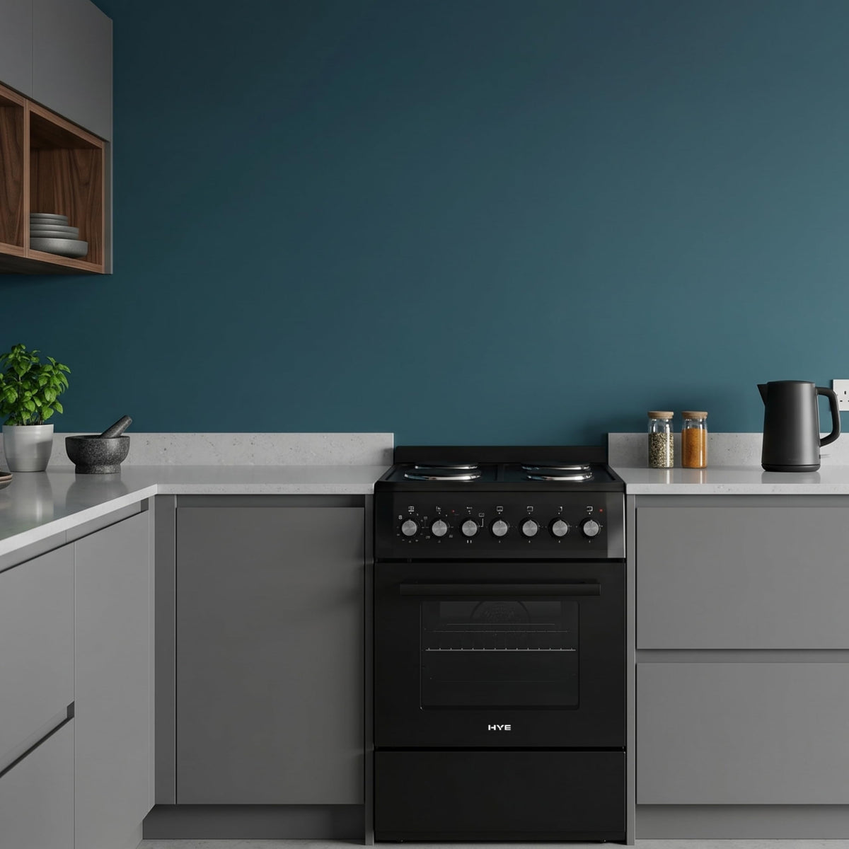 HYE 60cm Freestanding Cooker - Electric Cooker with Kitchen Stove, White