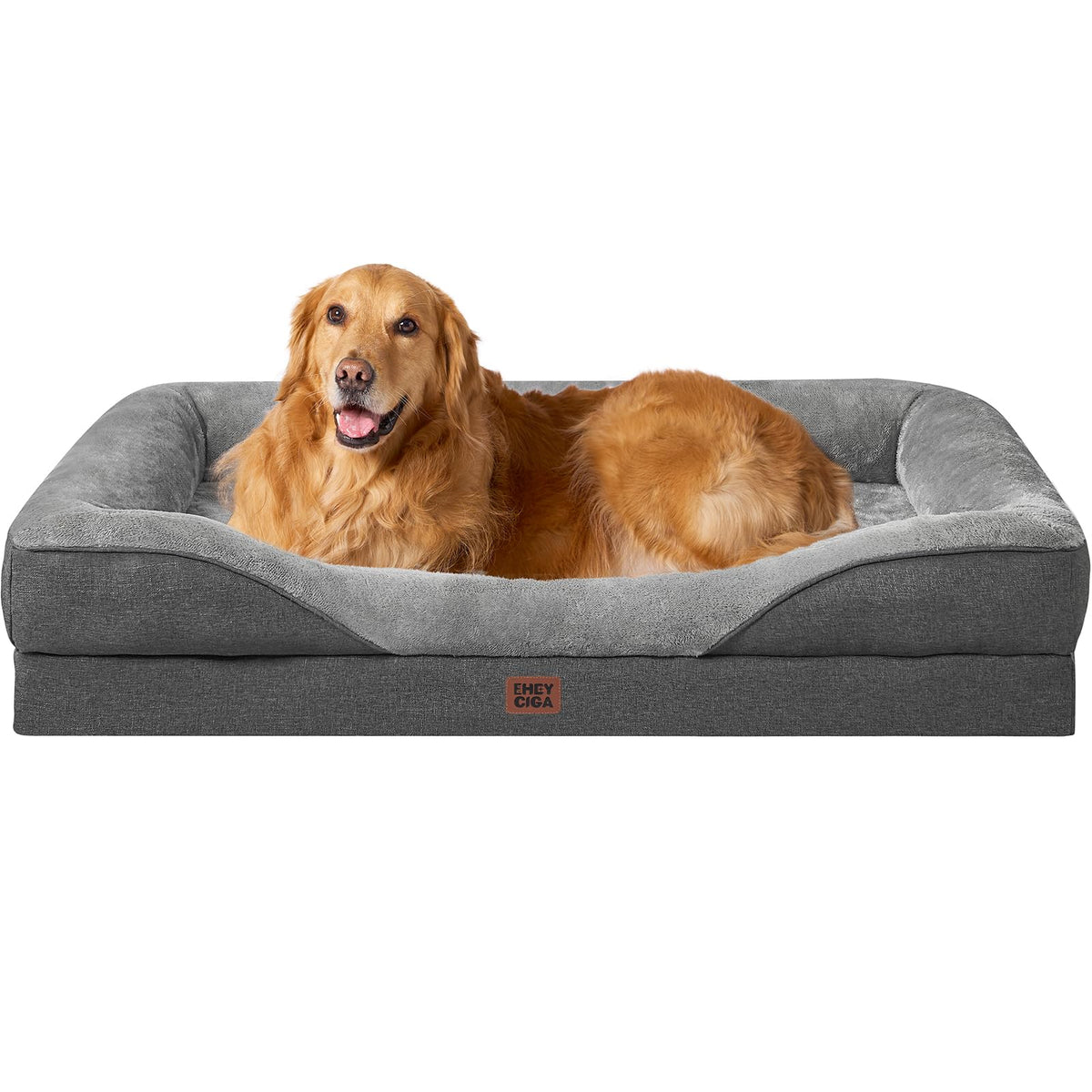 EHEYCIGA Memory Foam Orthopedic Dog Beds Large, 91x68x17cm, Dark Grey