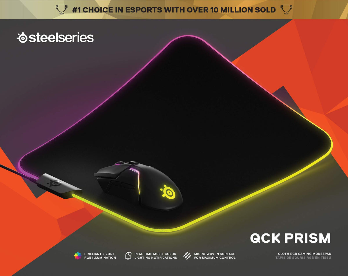 SteelSeries QcK Edge Cloth Gaming Mouse Pad - Never-fray Stitched Edges - Optimized For Gaming Sensors - Size L (450 x 400 x 2mm) - Black
