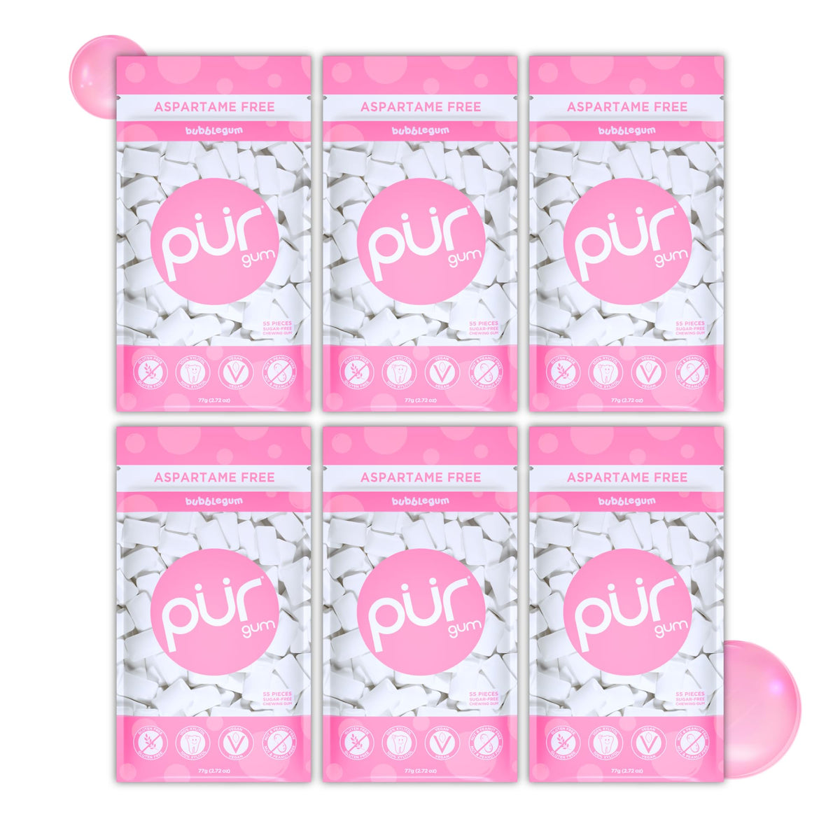 PUR Gum, Spearmint, Xylitol Gum, No Artificial flavour, 55 Count