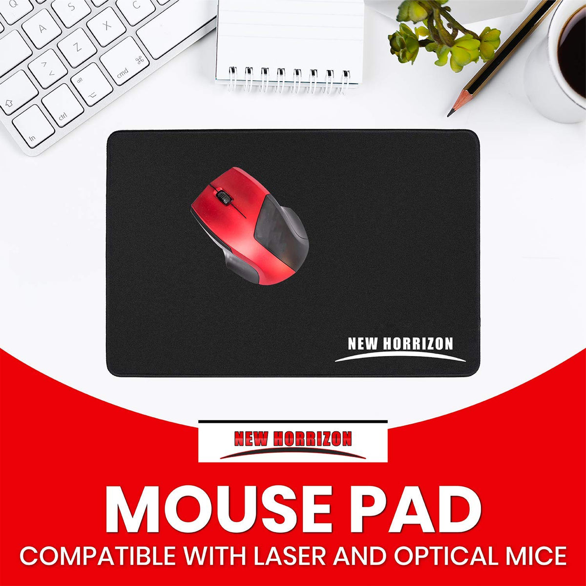 New Horrizon Gaming Mouse Pad, Mouse Mat Black, 290x210x5mm