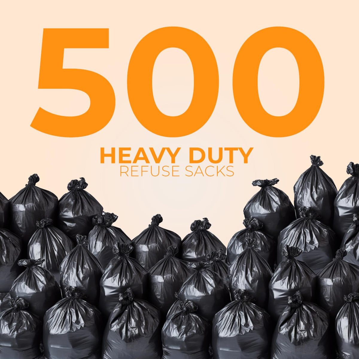 Roe Tenpo 100 Pack Heavy Duty Black Bin Bags – 100L, 33 μm Recyclable Refuse Sacks, Leak-Proof Bin Liners – Rubbish Bags for Kitchen, Home, DIY & Garden, Household, Office & Catering