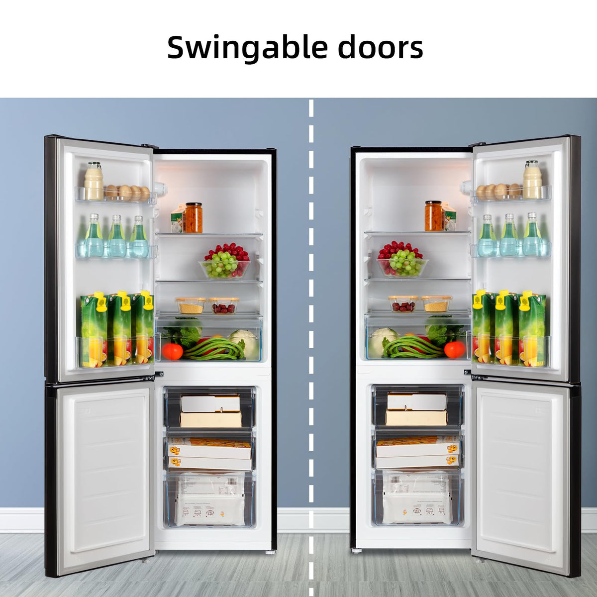 CHiQ 86L Compact Top Freezer Refrigerator with 85cm & LED Black