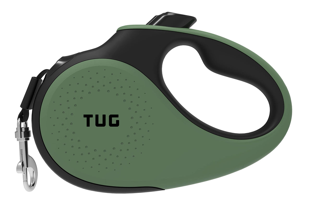 TUG 360° Tangle-Free Retractable Dog Lead for Up to 25 kg Dogs | 5 m Strong Nylon Tape | One-Handed Brake, Pause, Lock (Medium, White/Orange)