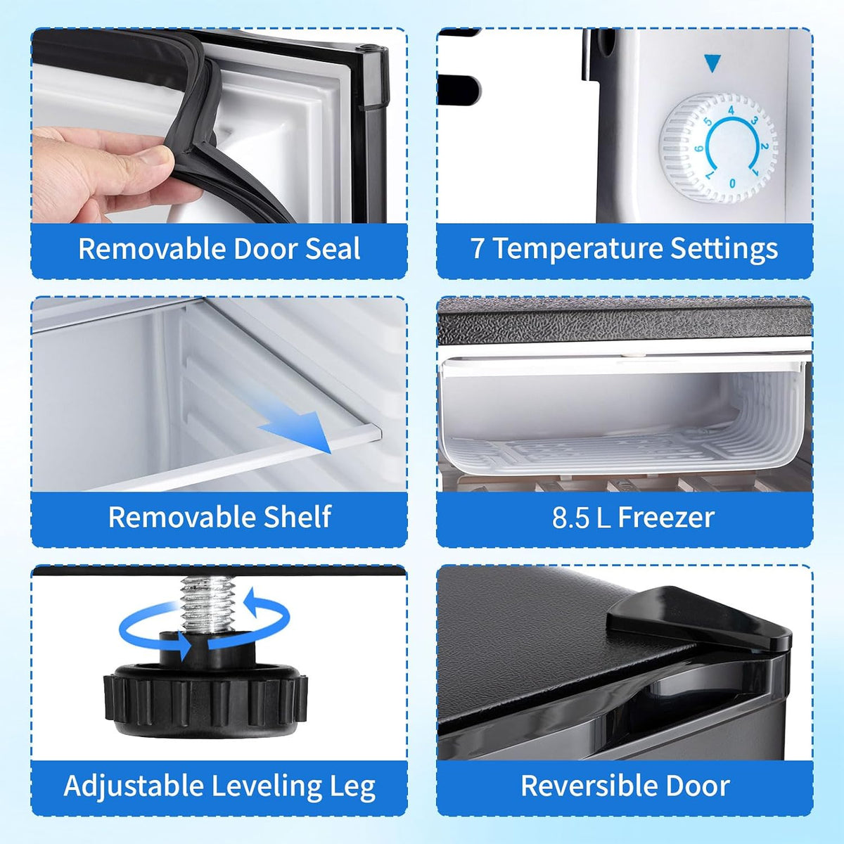 91 L Mini Fridge with Freezer, Single Door Small Refrigerator, Dorm Fridge with 7 Adjustable Thermostat, Energy Saving, Low Noise, Compact Refrigerator for Office, Bedroom, Dorm, Black