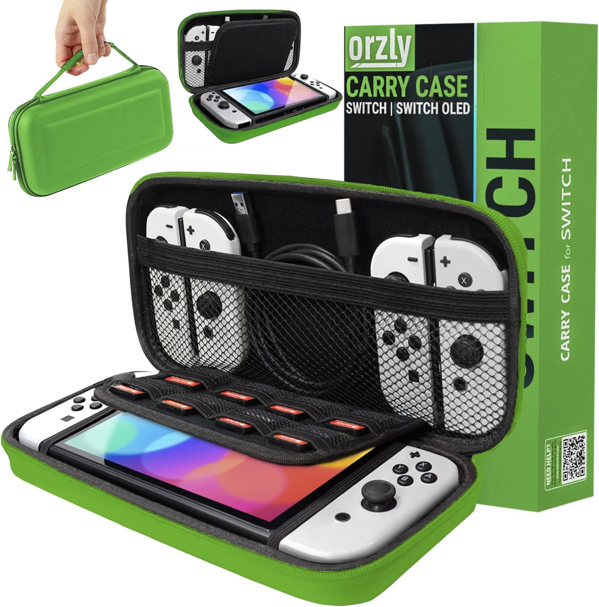 Orzly Carry Case for Nintendo Switch Lite Protective Hard Shell Portable Travel Carry Case with Storage for Accessories & Game Cartridges (Red & White)
