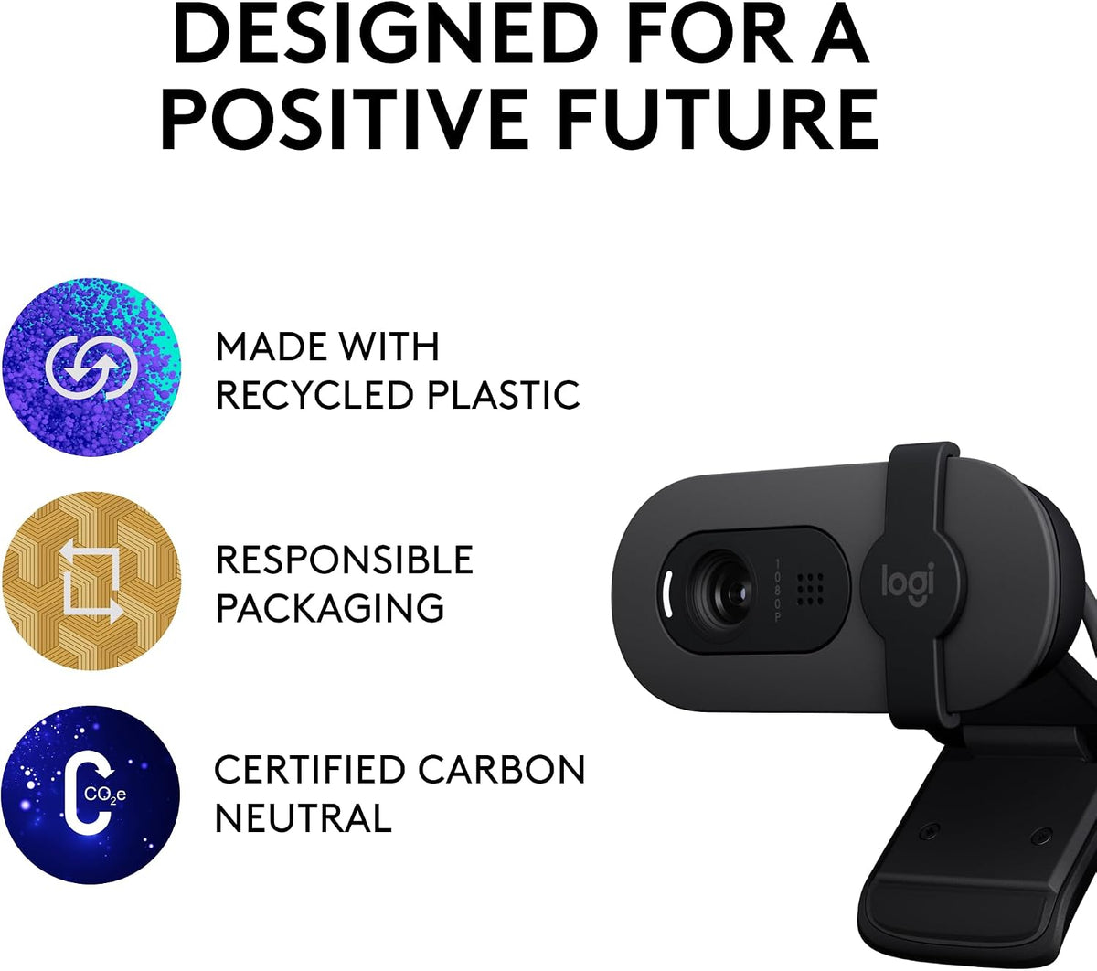 Logitech Brio 100 Full HD Webcam for Meetings and Streaming