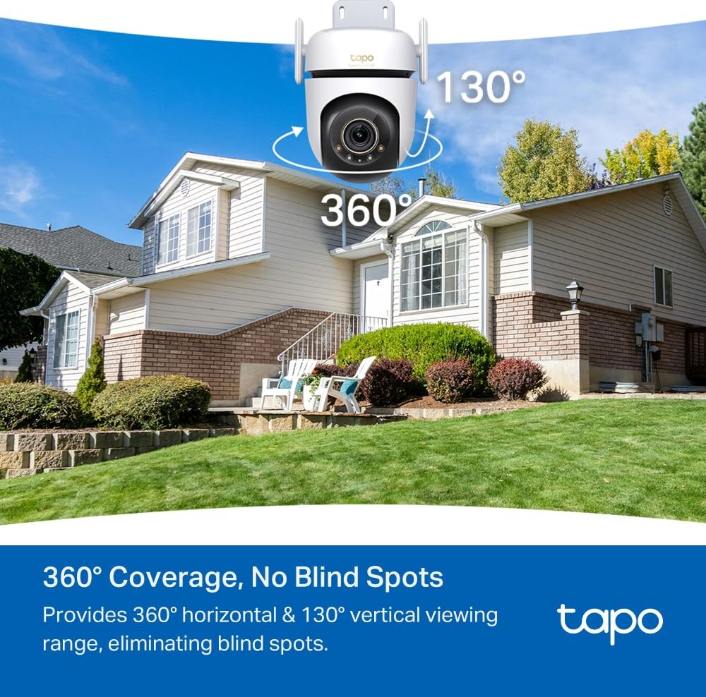 Tapo TP-Link C500 Outdoor Wi-Fi Security Camera, 360° FHD 1080P with Night Vision, Two-Way Audio, Cloud Video Recording, Works with Alexa
