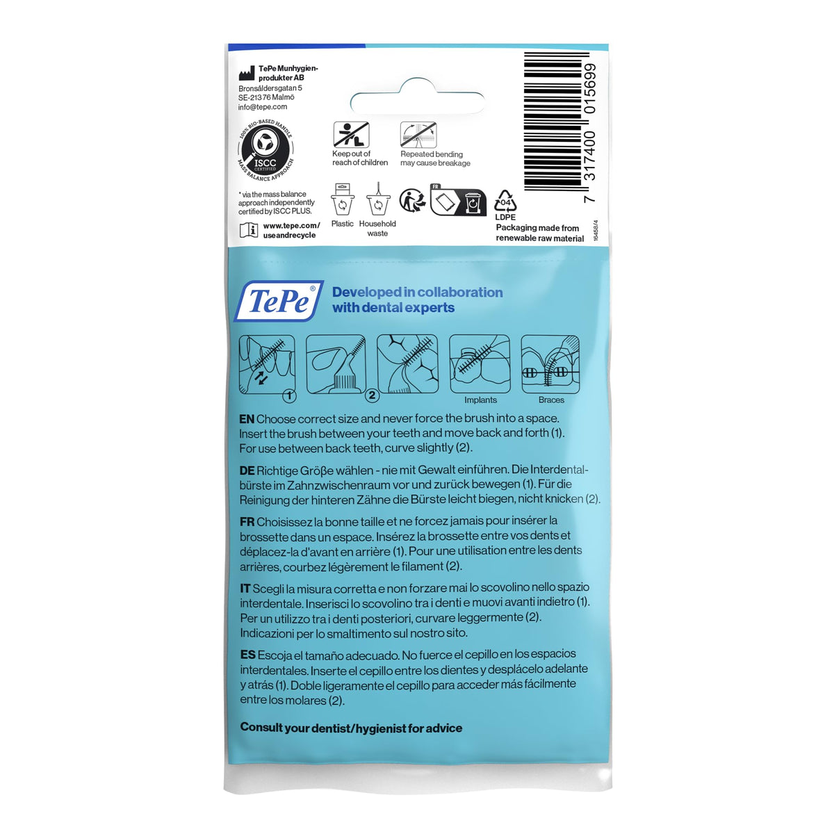 TePe Interdental Brush, Original, Blue, 0.6mm/ISO 3, 8pcs
