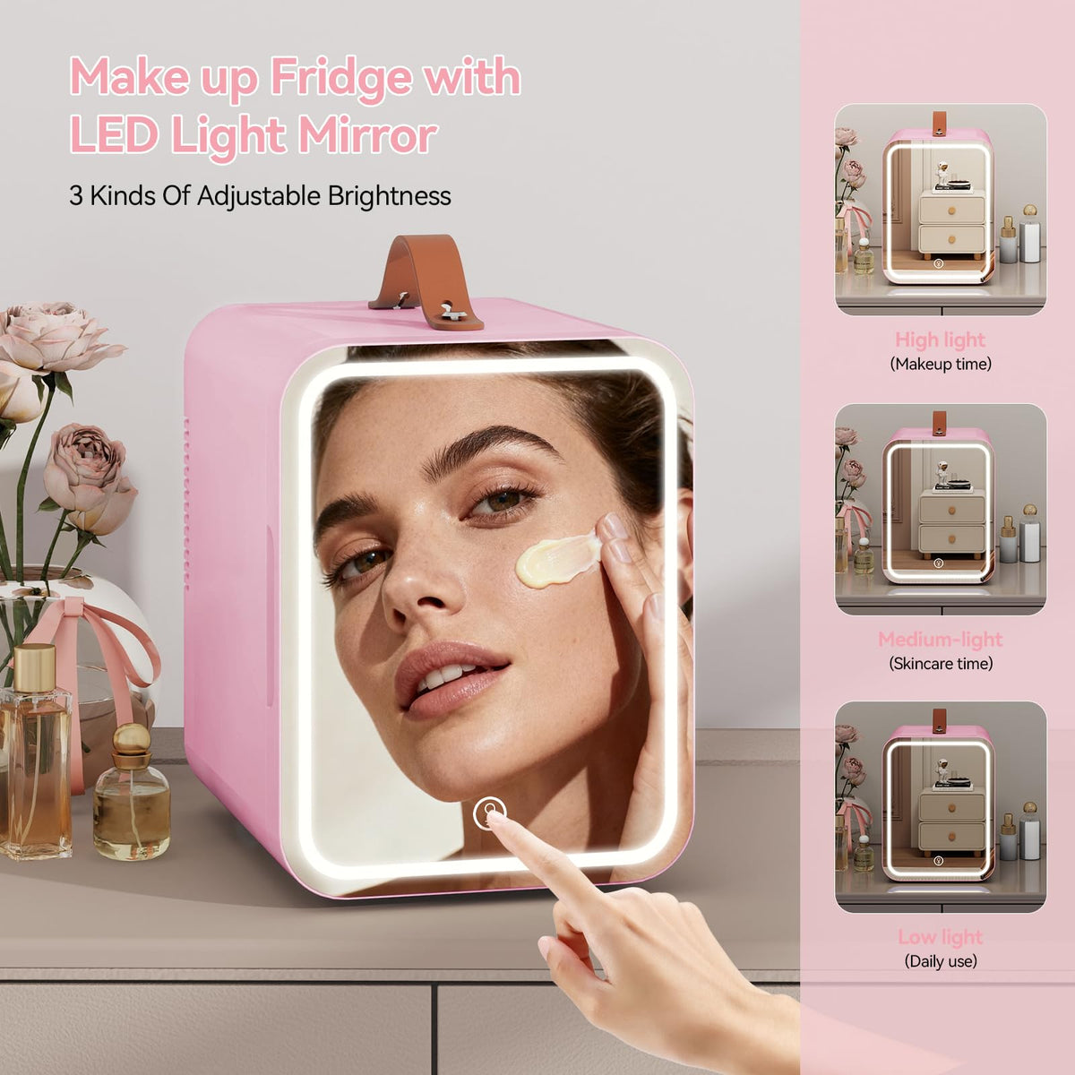 4 Liter Mini Fridge for Bedrooms, Portable Beauty Refrigerator