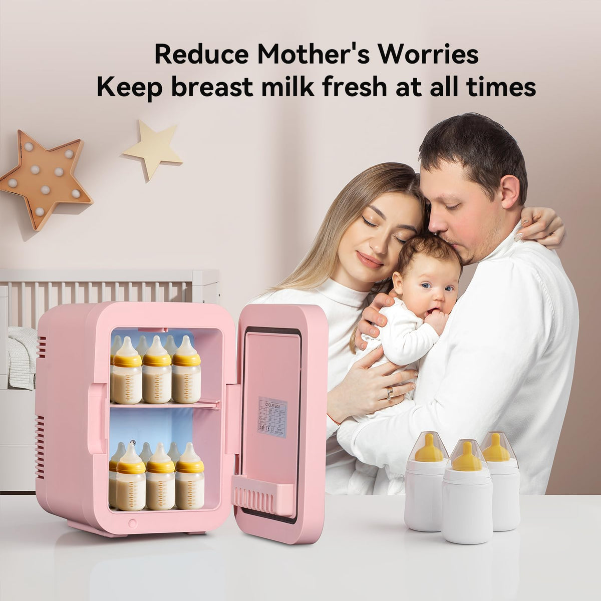 4 Liter Mini Fridge with Dimmable LED Mirror, AC/DC Skincare Fridge