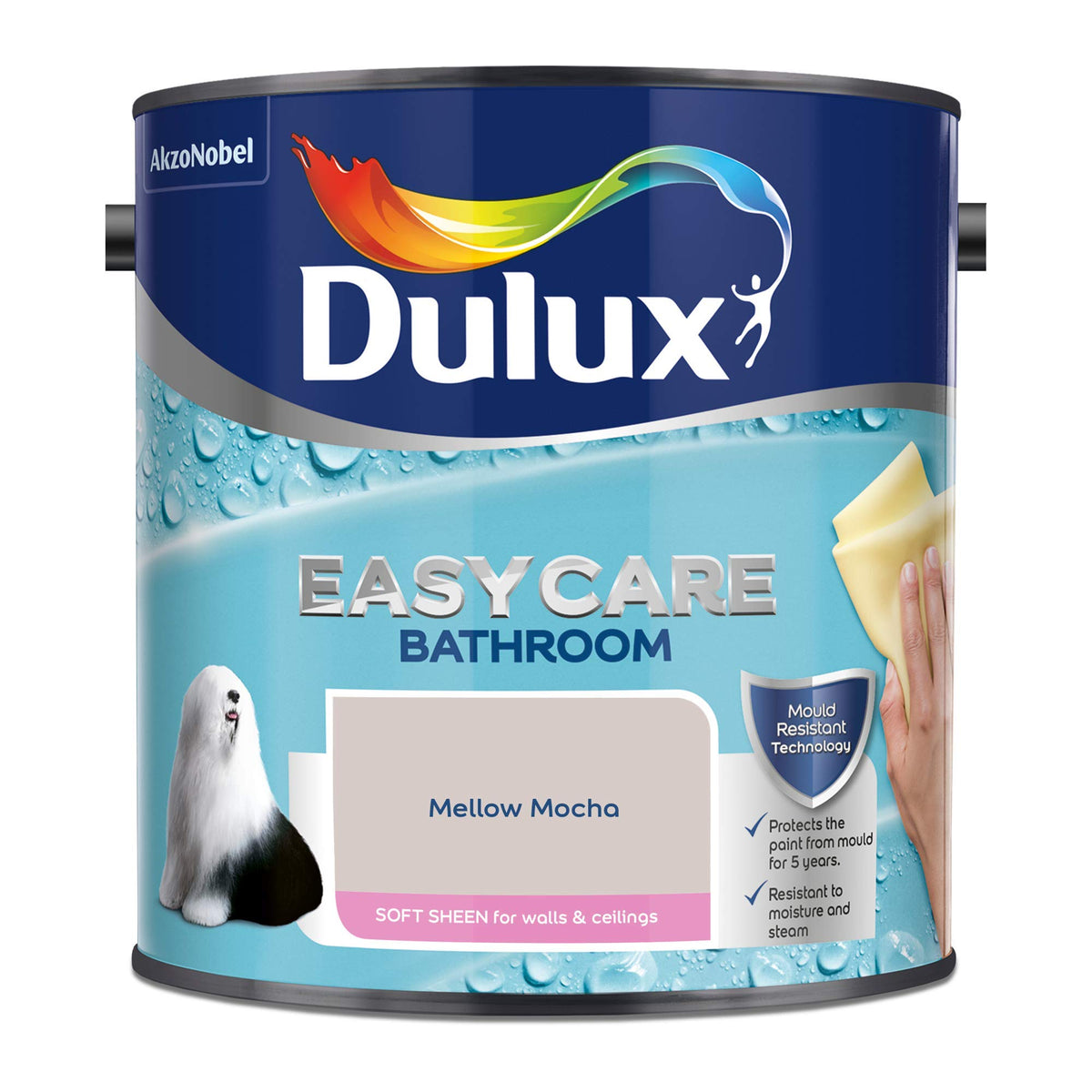 Dulux 5275836 Easycare Bathroom Soft Sheen Emulsion Paint For Walls And Ceilings - Mossy Stone 2.5L