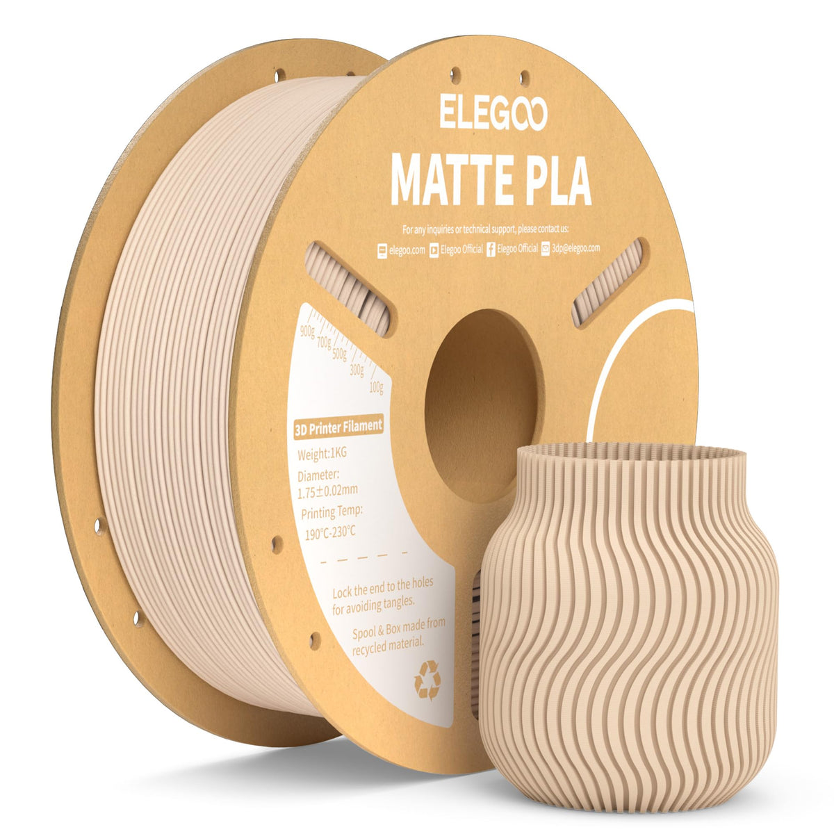 ELEGOO Matte PLA 3D Printer Filament Lavender Purple 1KG 1.75mm