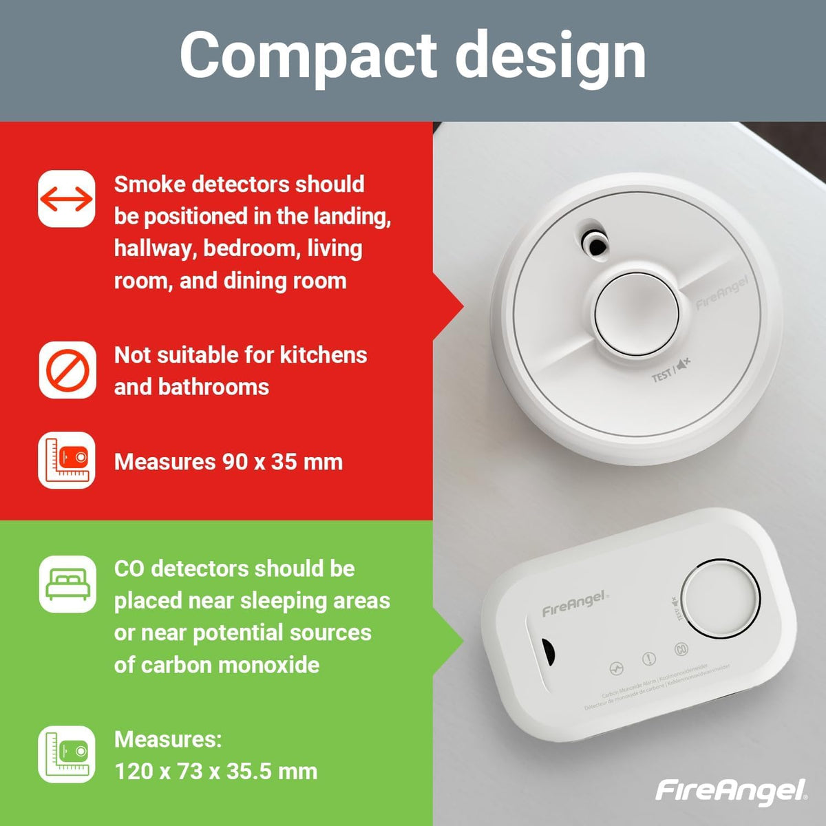FireAngel SB1-R Smoke Alarm and FA6813 Carbon Monoxide Detector Set